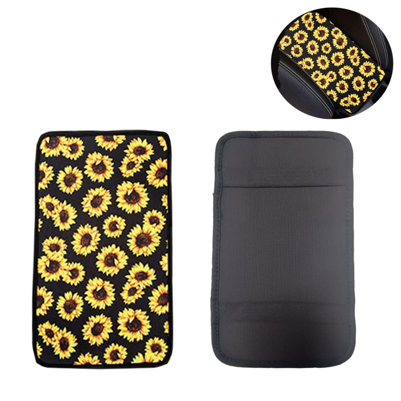 Ldntly 10PCS Sunflower Accessories for Car Wheel Cover,2PCS Front Seat Covers Sunflower Gifts for Women,Pattern Center Pad,Cup Holder Coaster Keyring Car Vent Coaster,Universal for Auto Truck SUV - Image 4